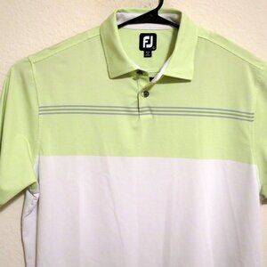 FootJoy Shirt Mens Large Short Sleeve Golf Polo Green White Stripes